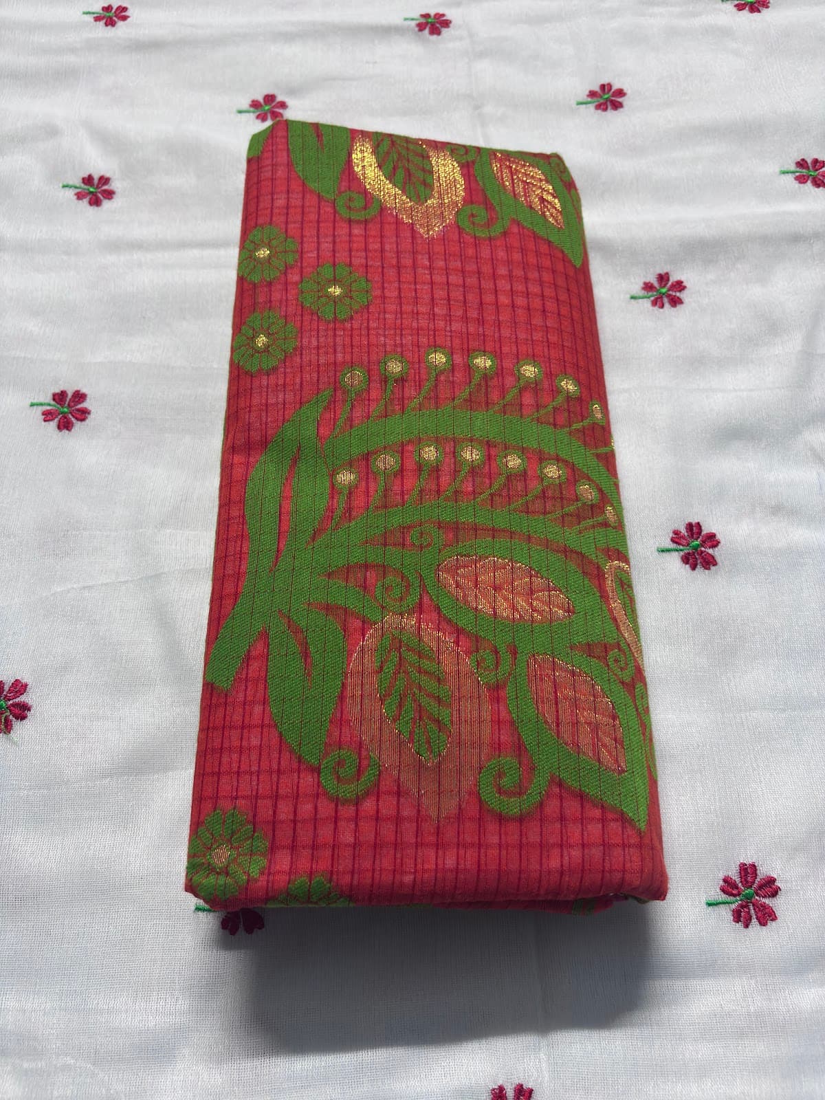 Pure Cotton Red Jamdani Saree