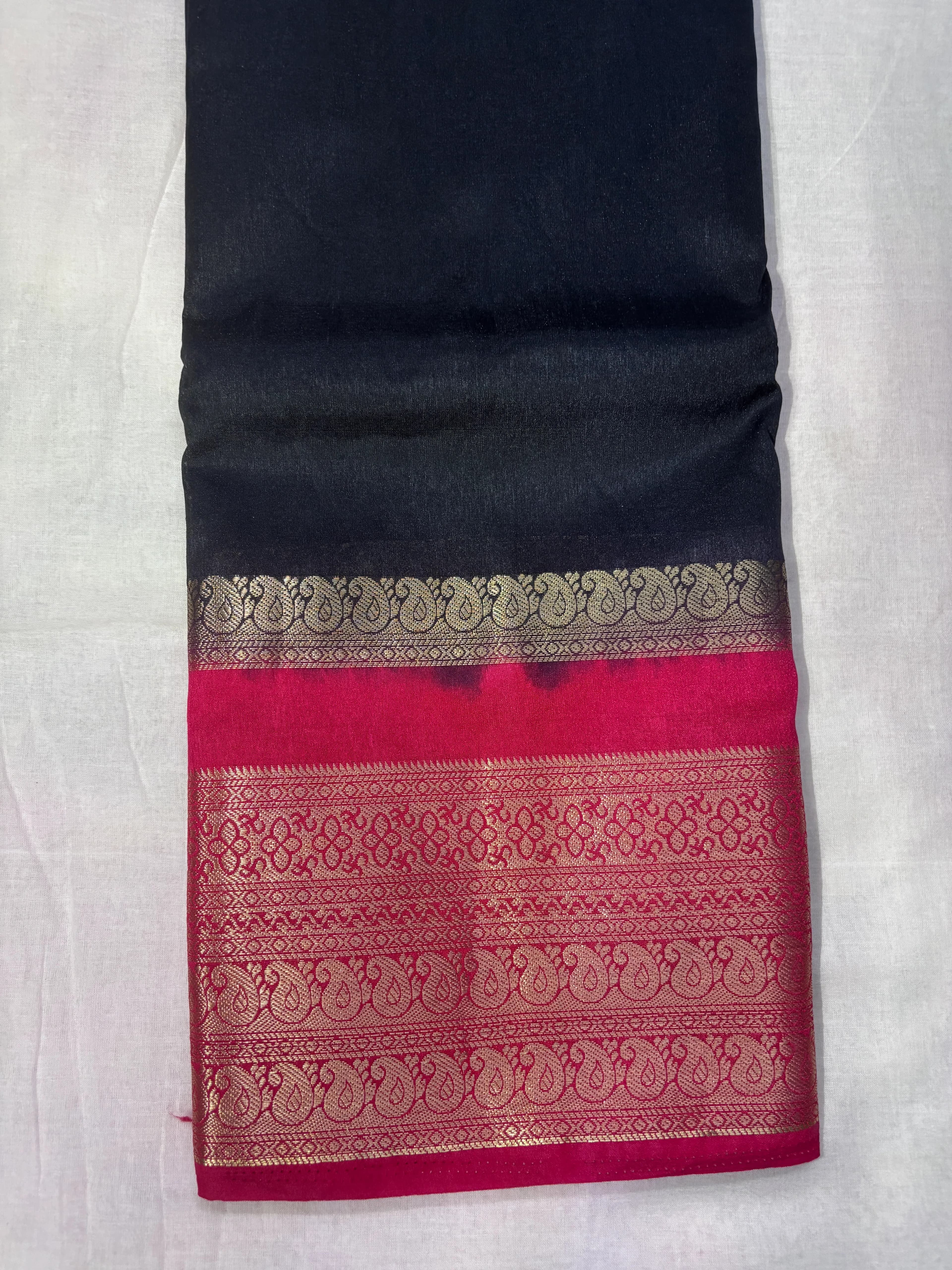Bangalore Silk Saree in Red and Black