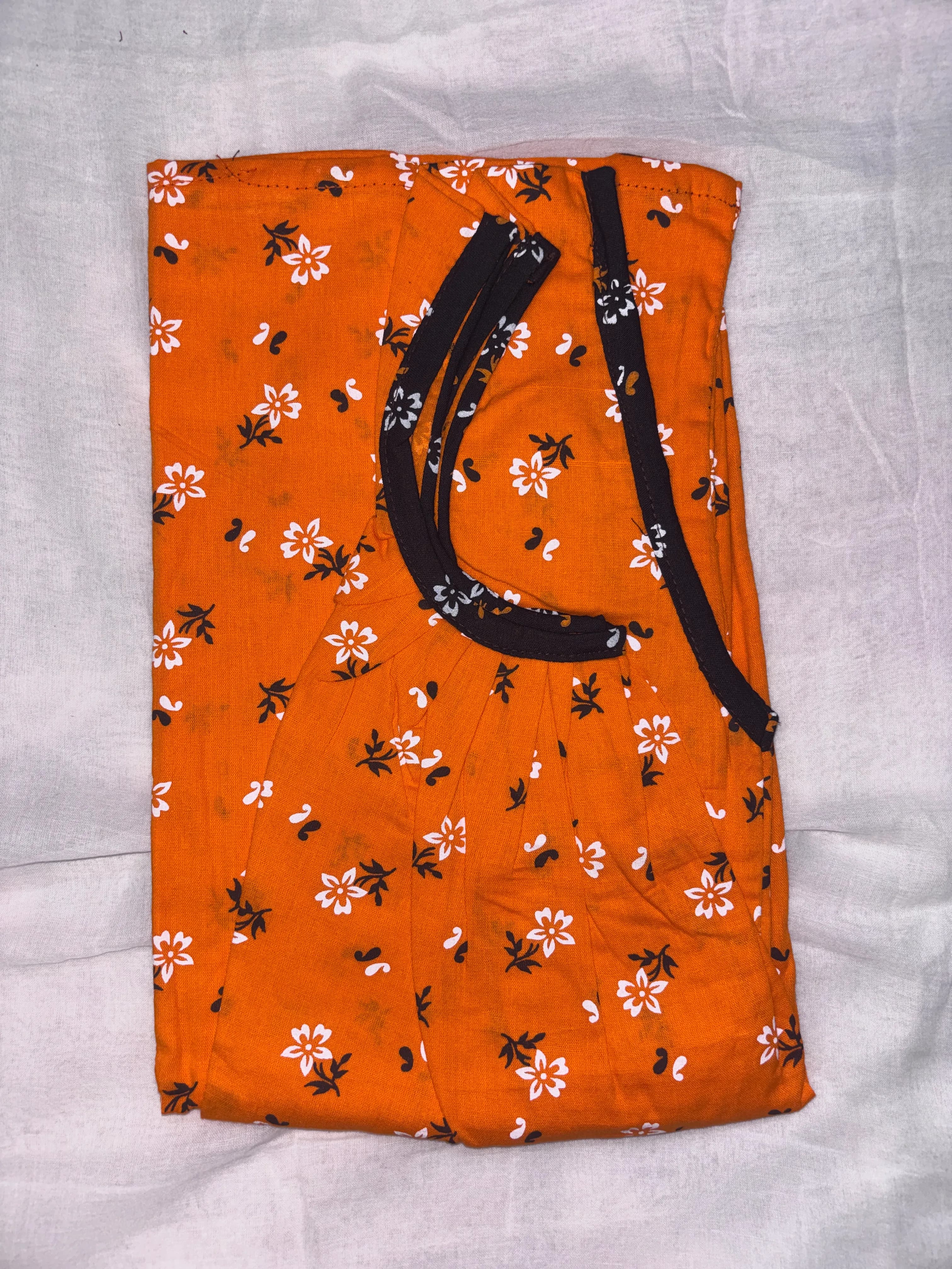 Yellow and Black Printed Pure Cotton Nighty for Home
