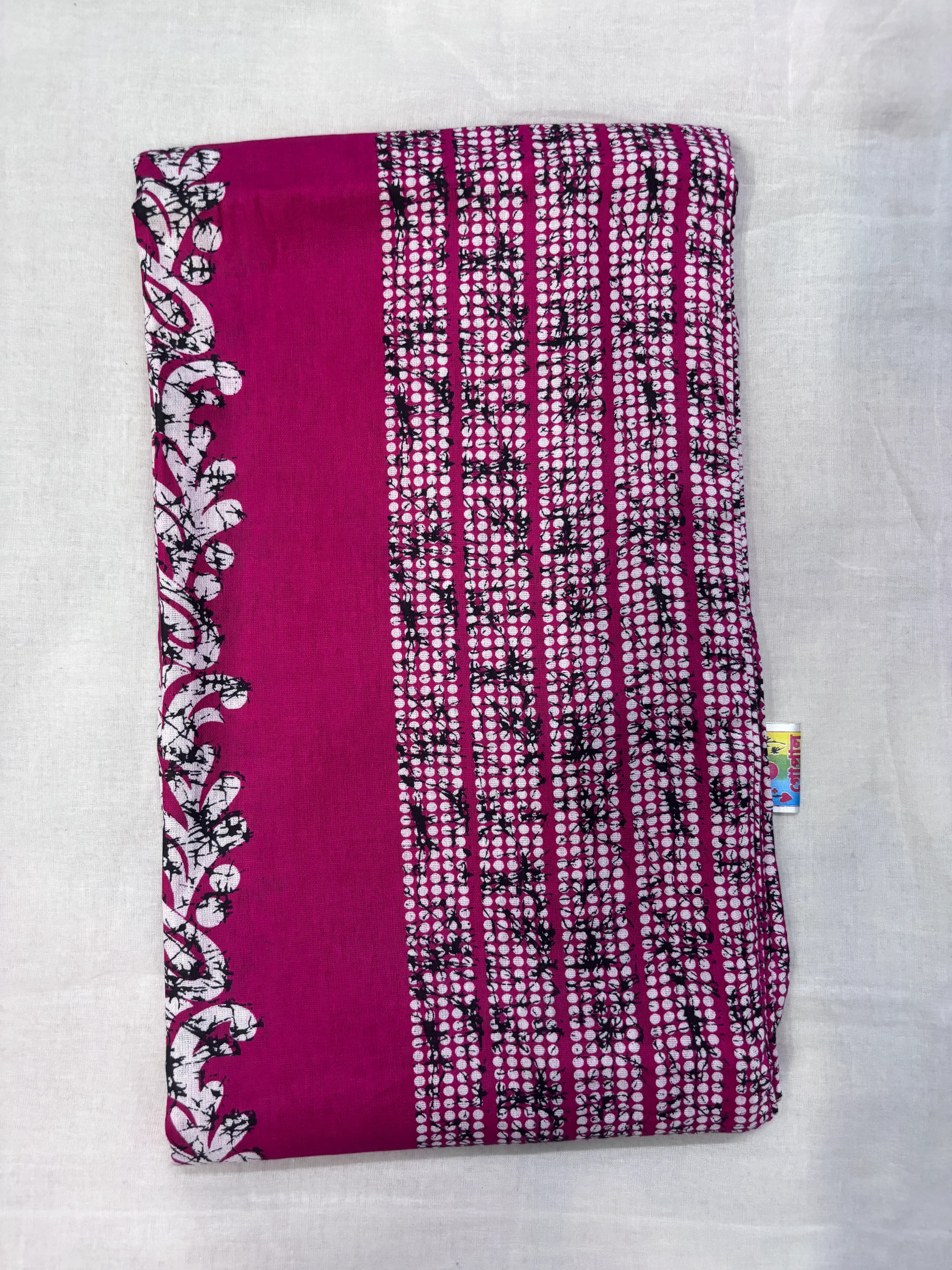 Crimson Pink Pure Cotton Batik Print Nighty 58 Inch