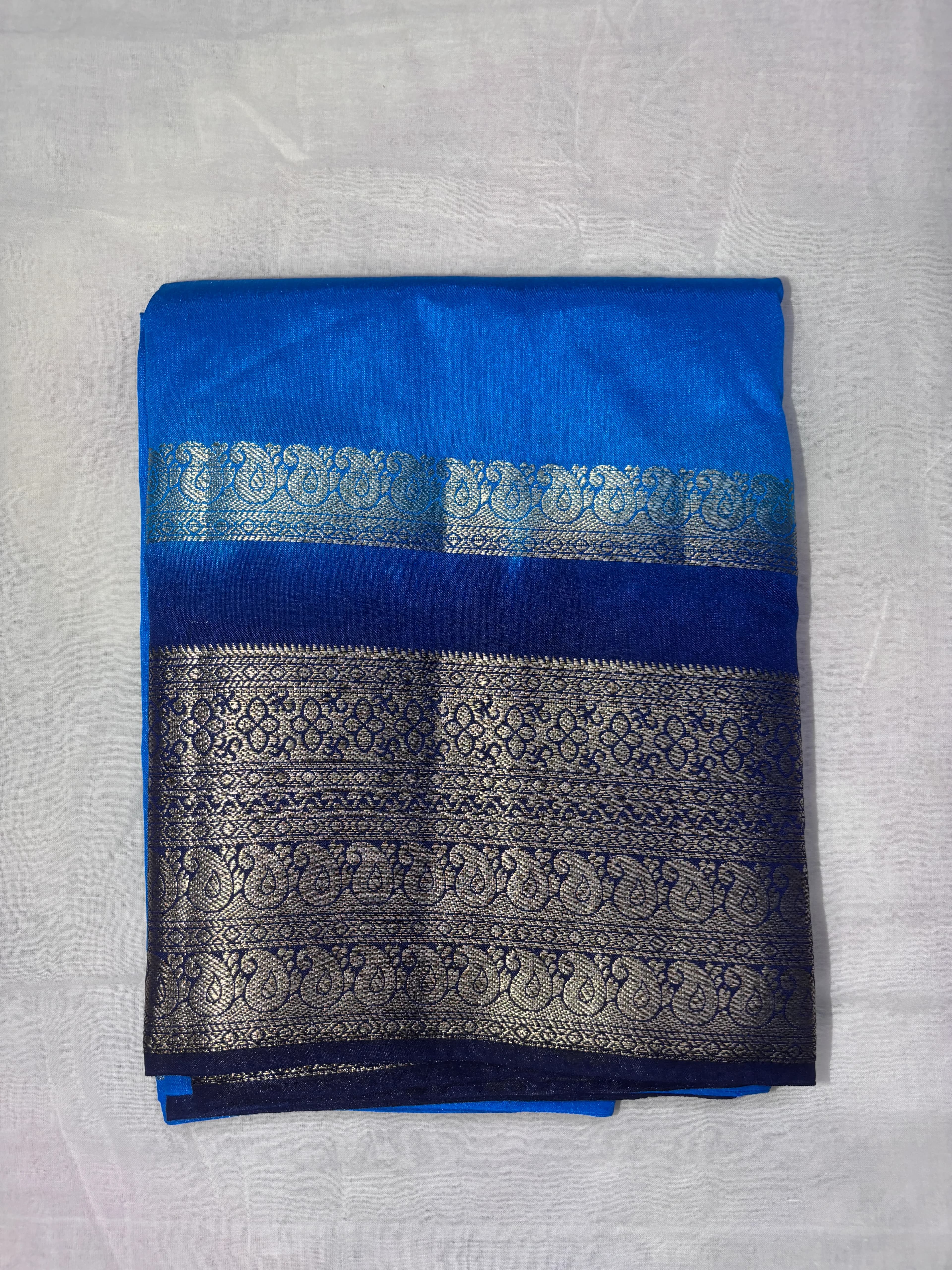 Bangalore Silk Saree in Royal Blue with Blouse Piece
