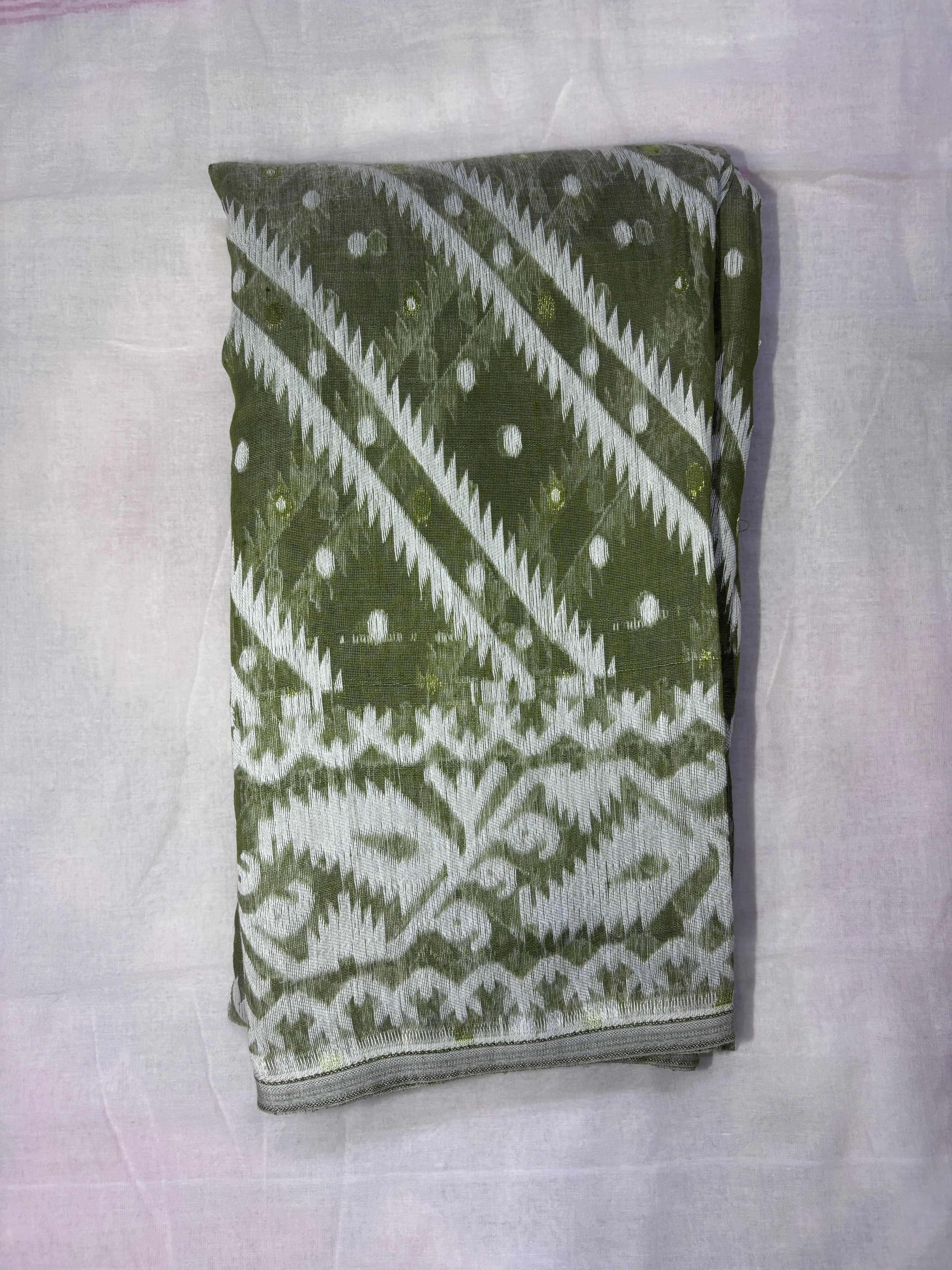 Handloom Jamdani Saree in Olive Green
