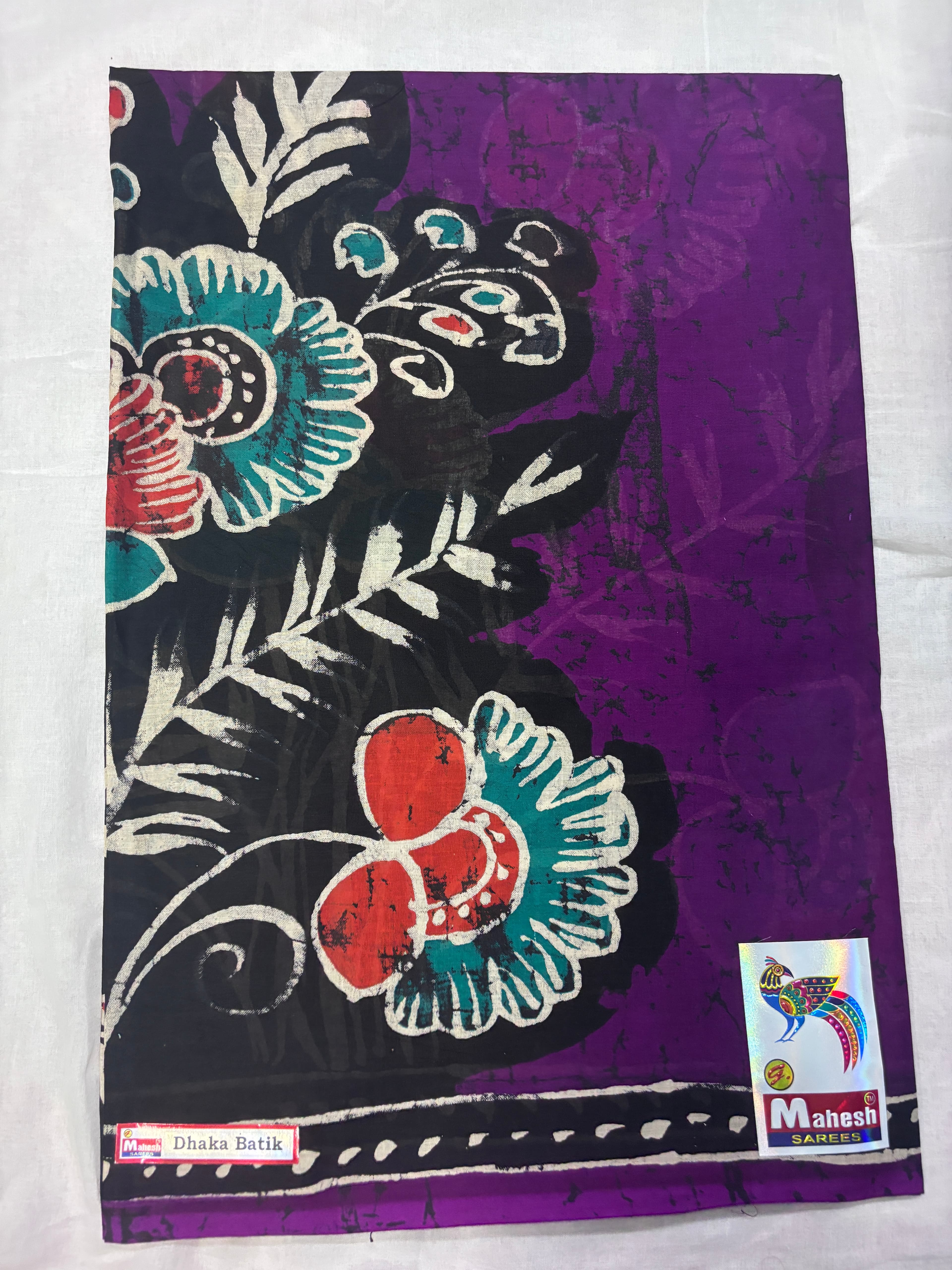 Pure Cotton Batik Saree in Purple