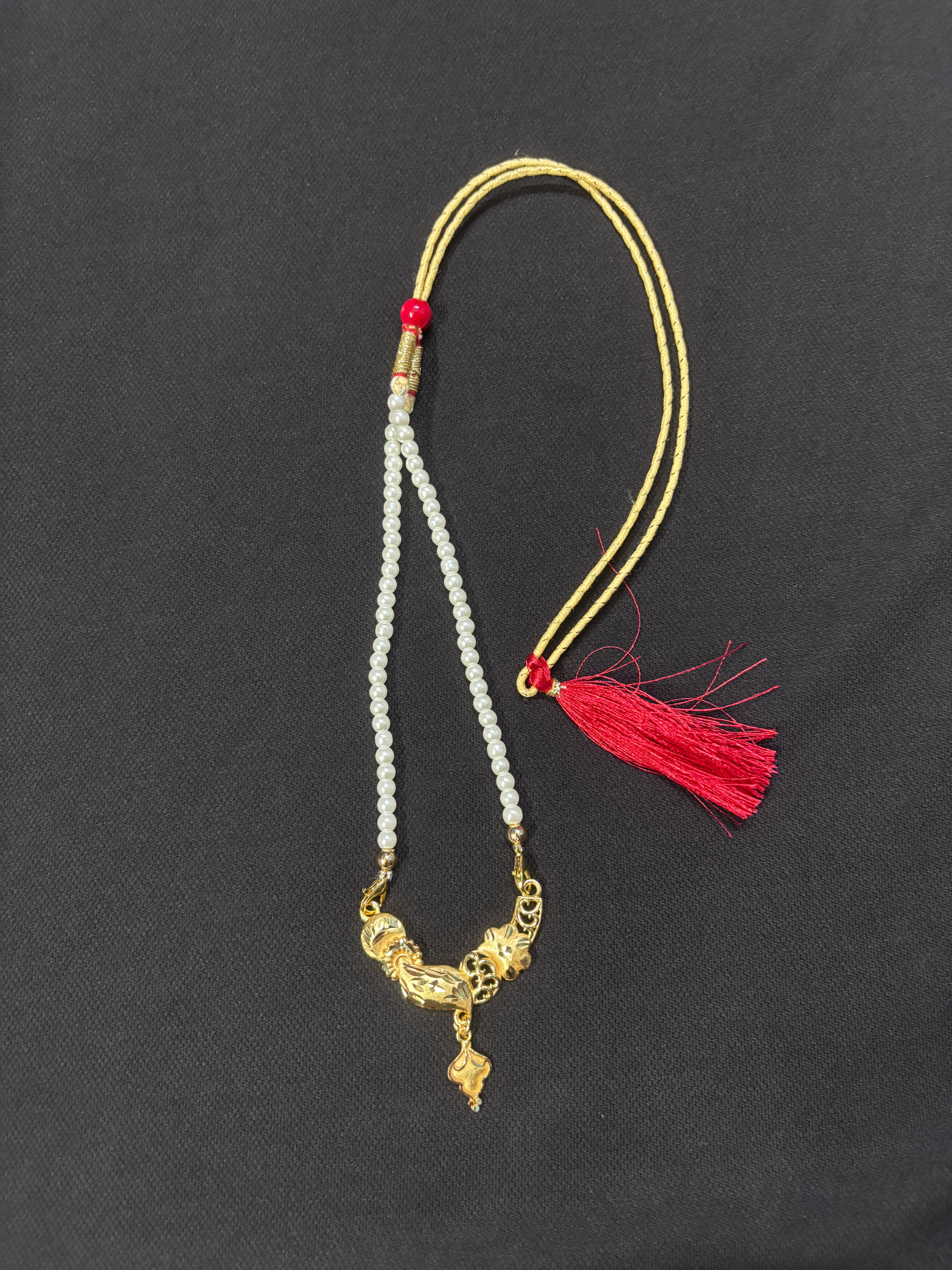 Traditional Gold-Plated Pearl Beads Long Mangalsutra
