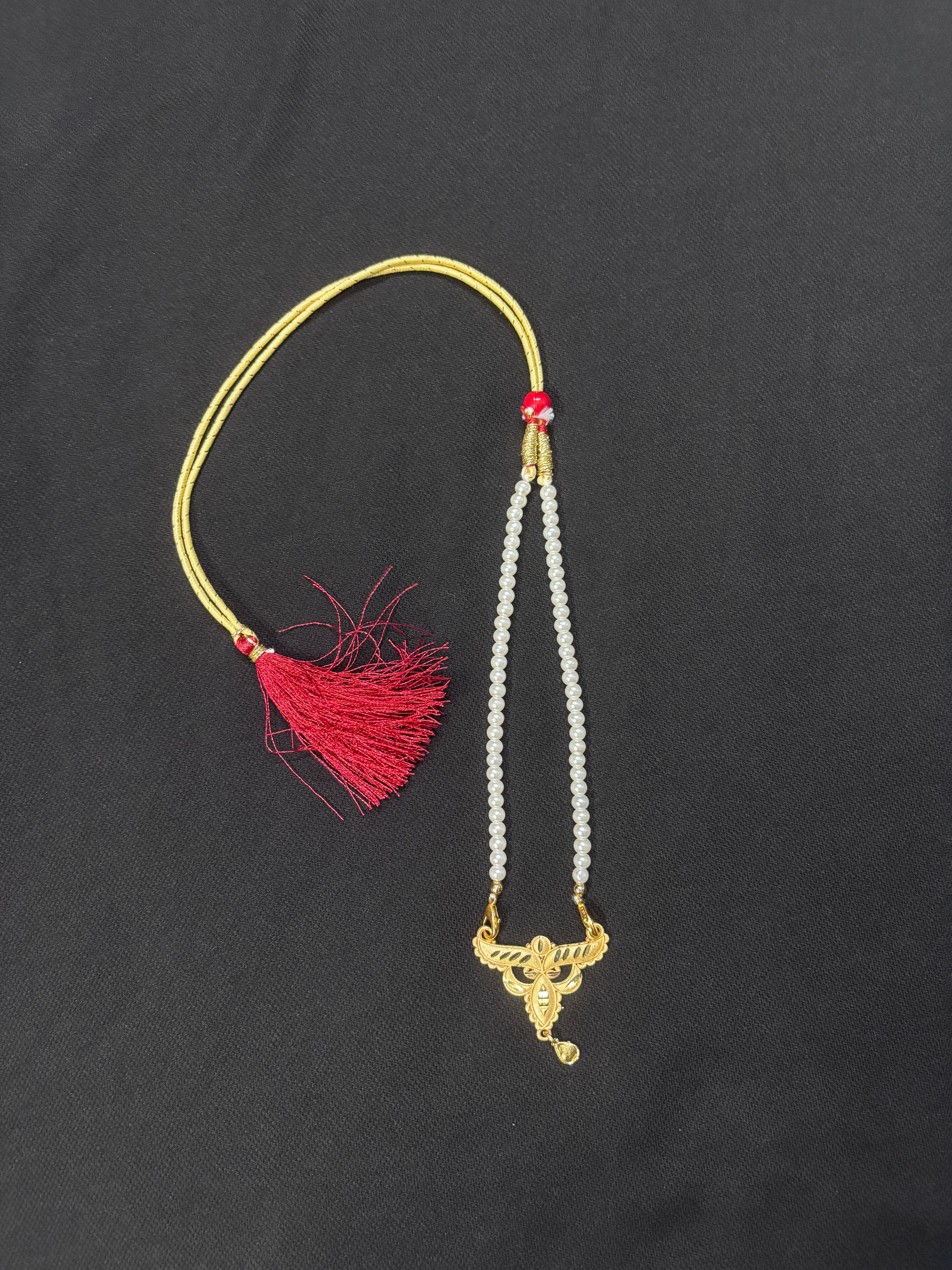 Traditional Gold-Plated Pearl Beads Long Mangalsutra